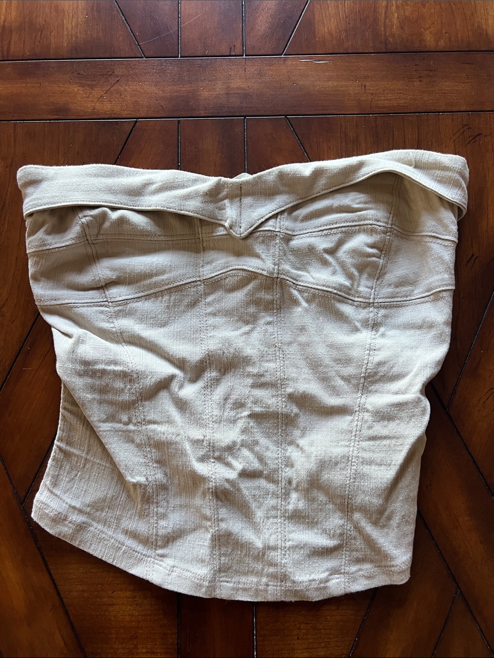 Free People Cream Textured Strapless Tank